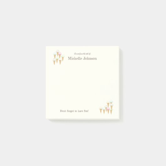 Hübscher Personalisierter Spaß Eiscreme Adhesive P Post-it Klebezettel (Vorderseite)