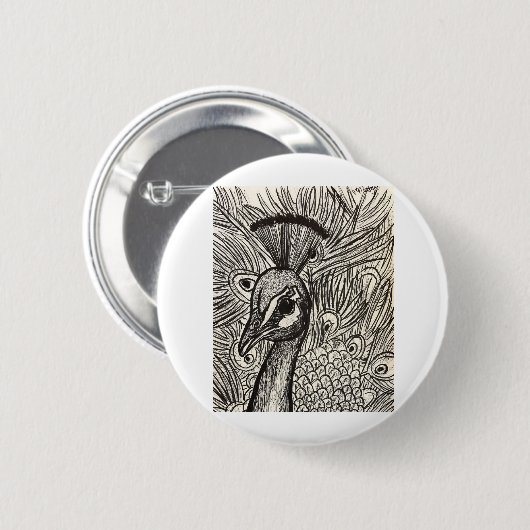 Hübscher Pfau Button (Vorne & Hinten)