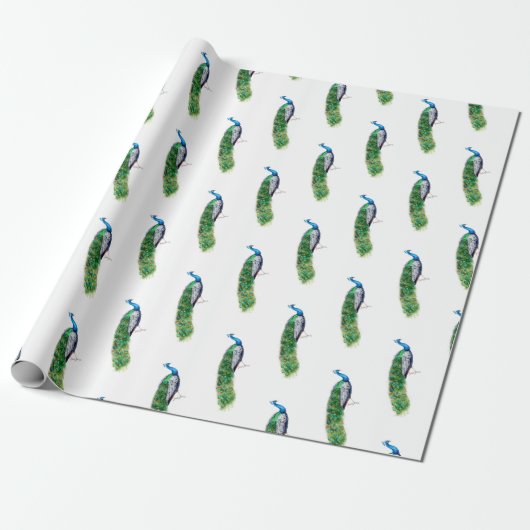 Hübscher Pfau Geschenkpapier (Ungerollt)