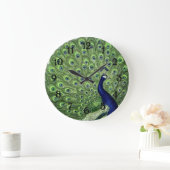 Hübscher Pfau Große Wanduhr (Zuhause)