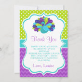 Hübscher Pfau Grün und Lila Geburtstag Dankeskarte (Vorderseite)