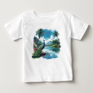 Hübscher Pfau im tropischen Paradies Baby T-shirt