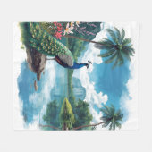Hübscher Pfau im tropischen Paradies Fleecedecke (Vorderseite (Horizontal))