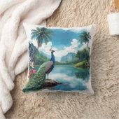 Hübscher Pfau im tropischen Paradies Kissen (Decke)