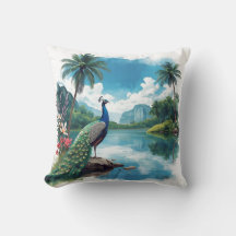 Hübscher Pfau im tropischen Paradies