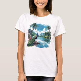 Hübscher Pfau im tropischen Paradies T-Shirt