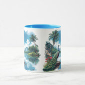 Hübscher Pfau im tropischen Paradies Tasse (Zentrum)