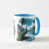Hübscher Pfau im tropischen Paradies Tasse (VorderseiteRechts)