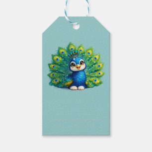 Hübscher Pfau mit großen Augen Kawaii-Vogeldesign Geschenkanhänger
