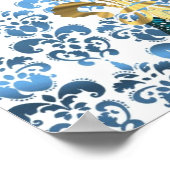 Hübscher Pfau und blaue Schmetterlinge Poster (Ecke)