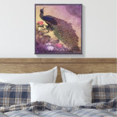 Hübscher Pfau und Pfaue im Lila Leinwanddruck (Insitu (Schlafzimmer))