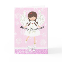 Hübscher Pink Angel & Snowflakes Weihnachtskarte