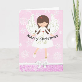 Hübscher Pink Angel & Snowflakes Weihnachtskarte Feiertagskarte
