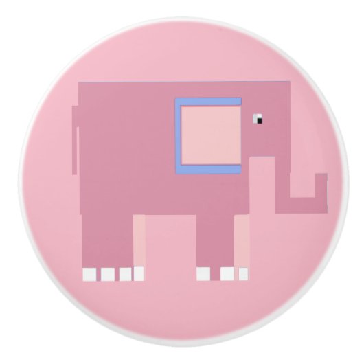Hübscher Pink-Babyelefant Keramikknauf (Vorderseite)