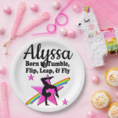 HÜBSCHER PINK GEBOREN ZU TUMBLE GYMNAST PAPPTELLER (Party)