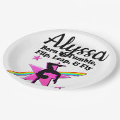 HÜBSCHER PINK GEBOREN ZU TUMBLE GYMNAST PAPPTELLER (Schrägansicht)