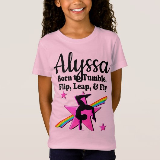 HÜBSCHER PINK GEBOREN ZU TUMBLE GYMNAST T-Shirt (Vorderseite)