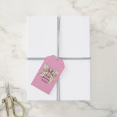 Hübscher Pink Heart Leopard Girly Bow Geburtstag Geschenkanhänger (Mit Garn)
