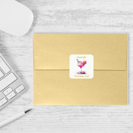 Hübscher Pink Themed Cocktail Geburtstag Quadratischer Aufkleber