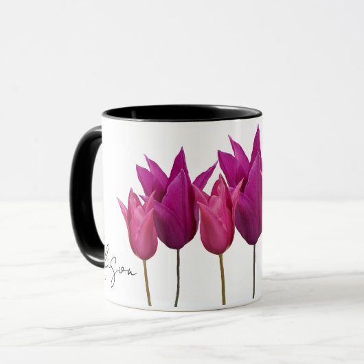 Hübscher Pink Tulpe floral Tasse (Vorderseite Links)