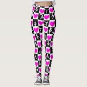 HÜBSCHER PINK UND SCHWARZE HERZGYMNASTIK LEGGINGS (Vorderseite)