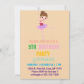 Hübscher Pink & White Ballerina Girl Junge Geburts Einladung (Vorderseite)