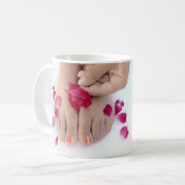 Hübscher pinkfarbener rosa Rosepedicure-Salon Kaffeetasse (Vorderseite Links)