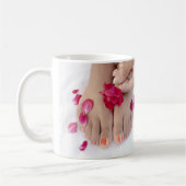 Hübscher pinkfarbener rosa Rosepedicure-Salon Kaffeetasse (Links)