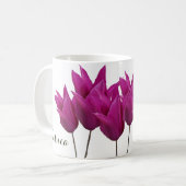 Hübscher pinkfarbener Tulpenflor Kaffeetasse (Vorderseite Links)