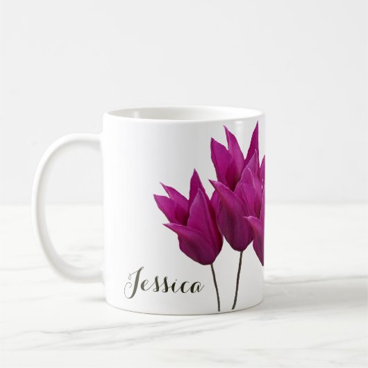 Hübscher pinkfarbener Tulpenflor Kaffeetasse (Links)