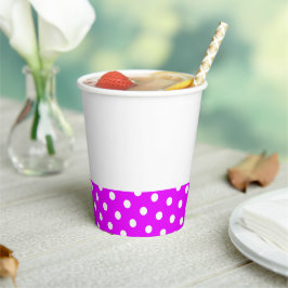Hübscher Polka-gepunkteter rosafarbener Unterstric Pappbecher