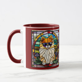 Hübscher Pomeranian-Buntglas-Kaffeebecher Tasse