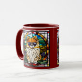 Hübscher Pomeranian-Buntglas-Kaffeebecher Tasse (Vorderseite Links)