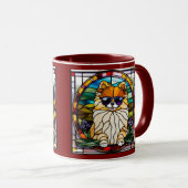 Hübscher Pomeranian-Buntglas-Kaffeebecher Tasse (VorderseiteRechts)