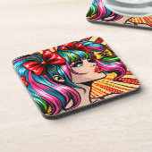 Hübscher Pop Art Comic Giro del Malcantone Getränkeuntersetzer (Linke Seite)