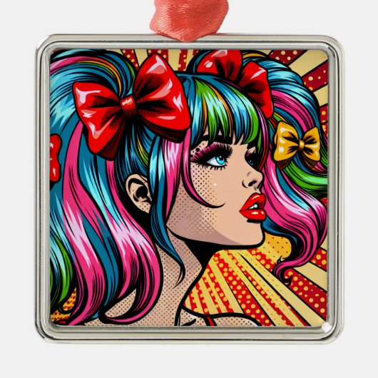 Hübscher Pop Art Comic Giro del Malcantone Ornament Aus Metall (Vorne)