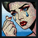 Hübscher Pop Art Comic Sad Woman with Tars Acryl Wandkunst<br><div class="desc">Comic Buch Stil Pop Kunstfrau mit Tränen in den Augen,  rote Lippenstift gebrochen ai Art.</div>