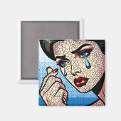 Hübscher Pop Art Comic Sad Woman with Tars Magnet (Vorderseite/Rückseite)