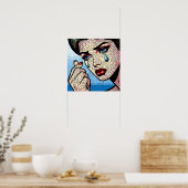 Hübscher Pop Art Comic Sad Woman with Tars Poster (Küche)