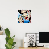 Hübscher Pop Art Comic Sad Woman with Tars Poster (Heimbüro)