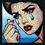 Hübscher Pop Art Comic Sad Woman with Tars Poster<br><div class="desc">Comic Buch Stil Pop Kunstfrau mit Tränen in den Augen,  rote Lippenstift gebrochen ai Art.</div>
