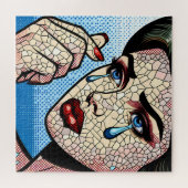 Hübscher Pop Art Comic Sad Woman with Tars Puzzle (Horizontal)