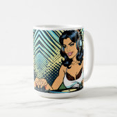 Hübscher Pop Art Deejay Jamming Kaffeetasse (VorderseiteRechts)