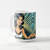 Hübscher Pop Art Deejay Jamming Kaffeetasse (Vorderseite Links)