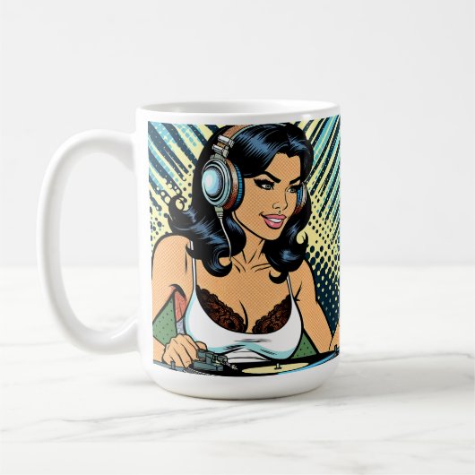 Hübscher Pop Art Deejay Jamming Kaffeetasse (Links)