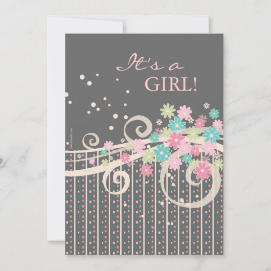 Hübscher Posy-Blumenstrudel-Baby-Duschen-Einladung Einladung (Rückseite)