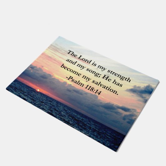 HÜBSCHER PSALM 118 14 SONNENSCHLAG ÜBER DEM OZEAN FUßMATTE (Schrägansicht)