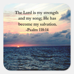 HÜBSCHER PSALM 118 14 SONNENSCHLAG ÜBER DEM OZEAN QUADRATISCHER AUFKLEBER