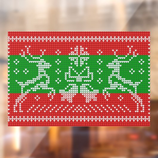 Hübscher Pullover Glocken Xmas Rentiere Krockett Fensteraufkleber (Blatt 2)