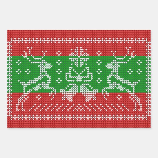 Hübscher Pullover Glocken Xmas Rentiere Krockett Geschenkpapier Set (Vorderseite 3)